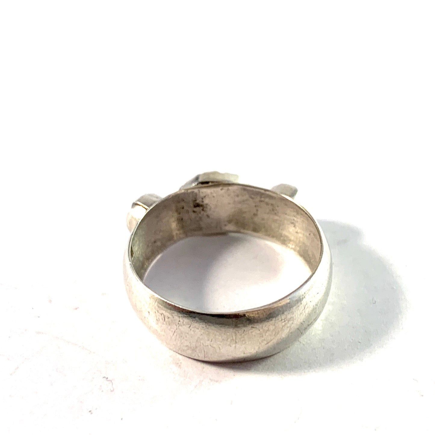 Anders Silfverberg, Sweden 1801-41. Georgian Solid Silver Red Paste Stone Ring.