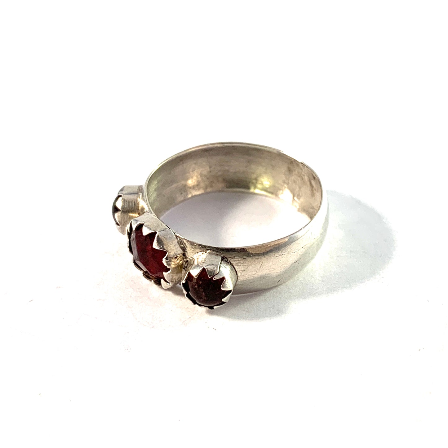 Anders Silfverberg, Sweden 1801-41. Georgian Solid Silver Red Paste Stone Ring.