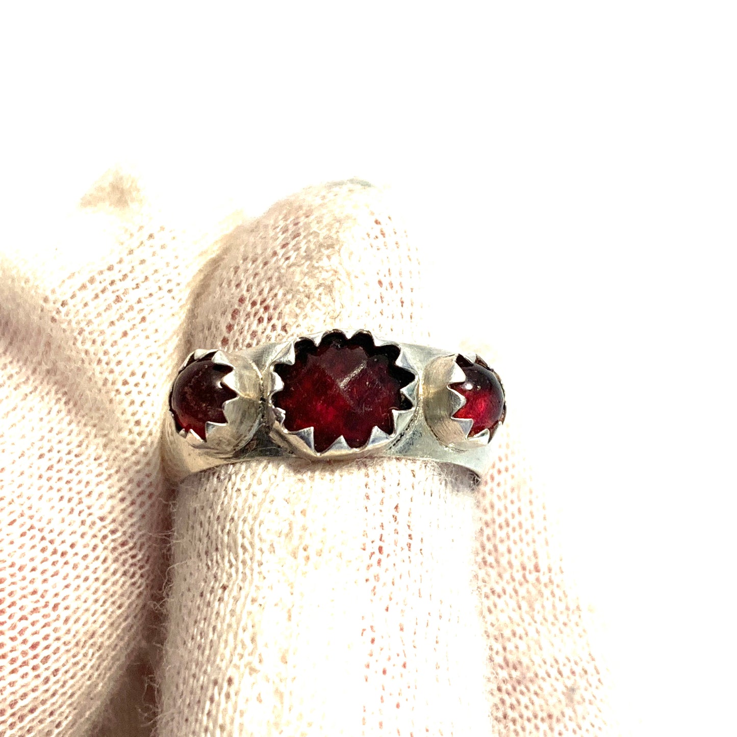 Anders Silfverberg, Sweden 1801-41. Georgian Solid Silver Red Paste Stone Ring.