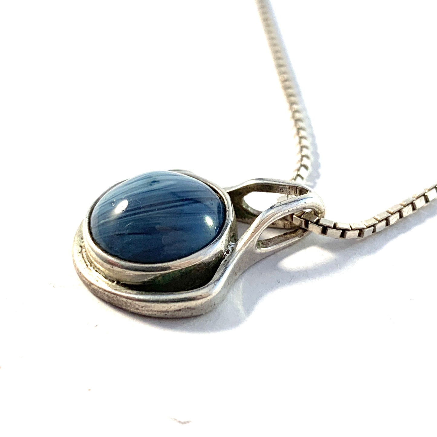 Nordström, Sweden. Vintage Sterling Silver Bergslagen-stone Pendant Necklace.