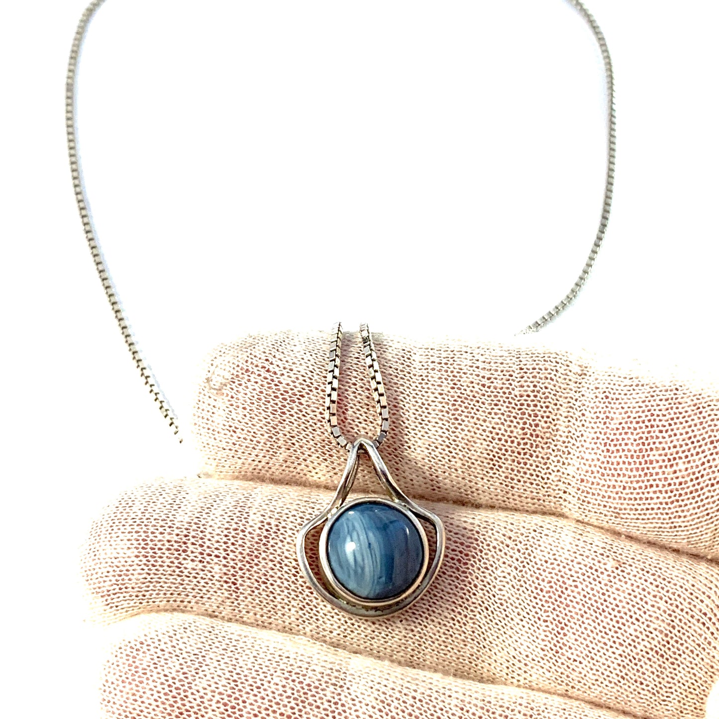 Nordström, Sweden. Vintage Sterling Silver Bergslagen-stone Pendant Necklace.