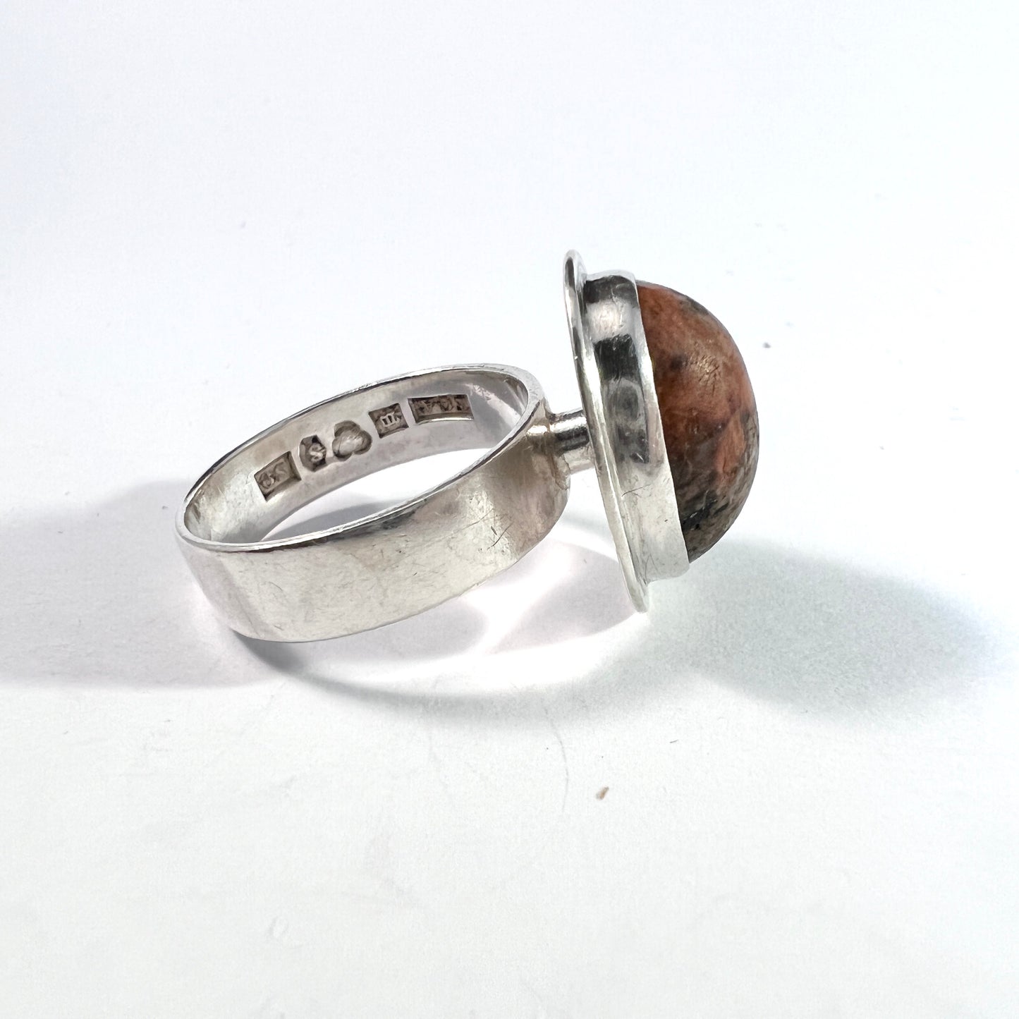 Eric G Andersson, Sweden 1968. Vintage Sterling Silver Rhodonite Ring.