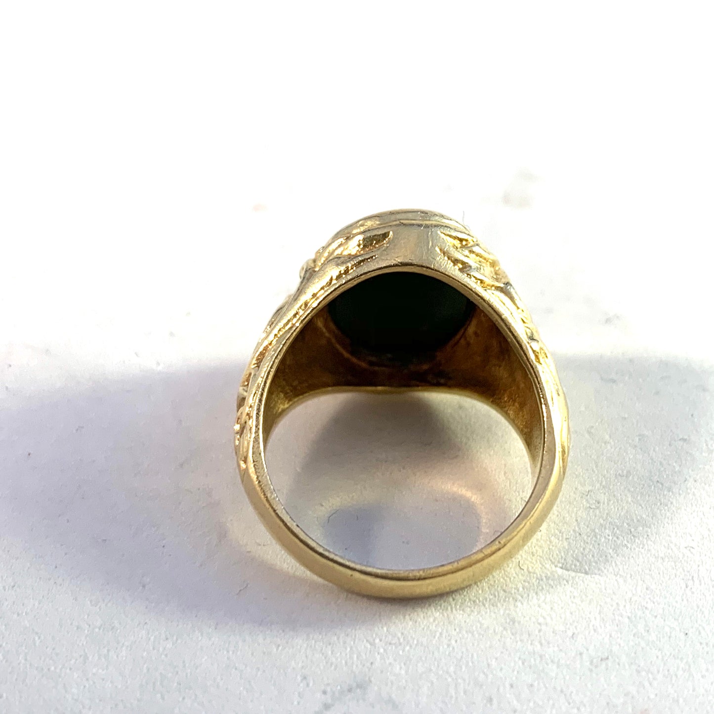 England Vintage 18k Gold Bloodstone Chunky Men's Signet Ring.