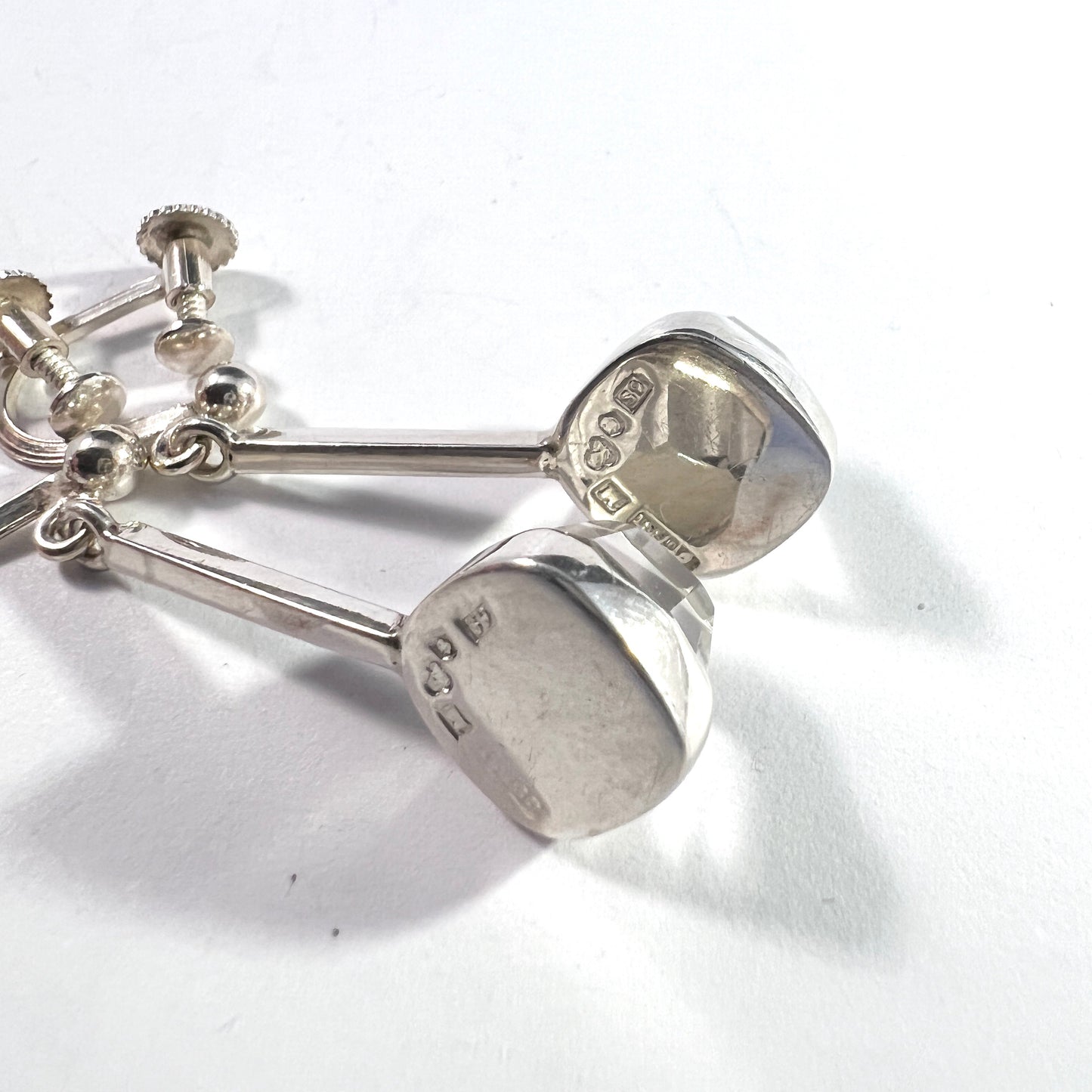 GUSSI, Sweden 1968. Vintage Sterling Silver Rock Crystal Earrings.