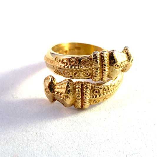 Bengt Hallberg, Sweden Vintage 18k Gold Viking Copy Unisex Ring.