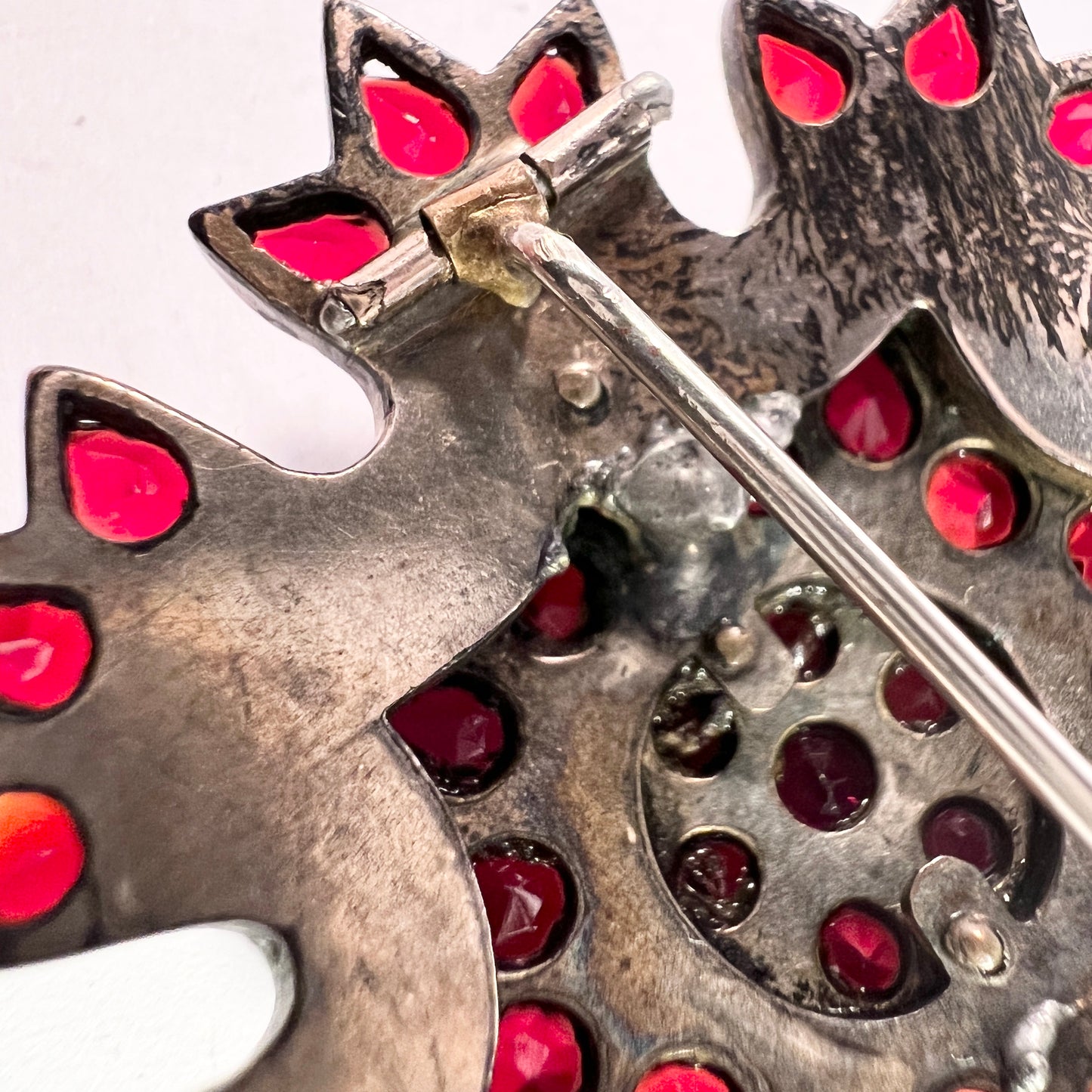 Antique Bohemian Garnet Gilt Metal Brooch.