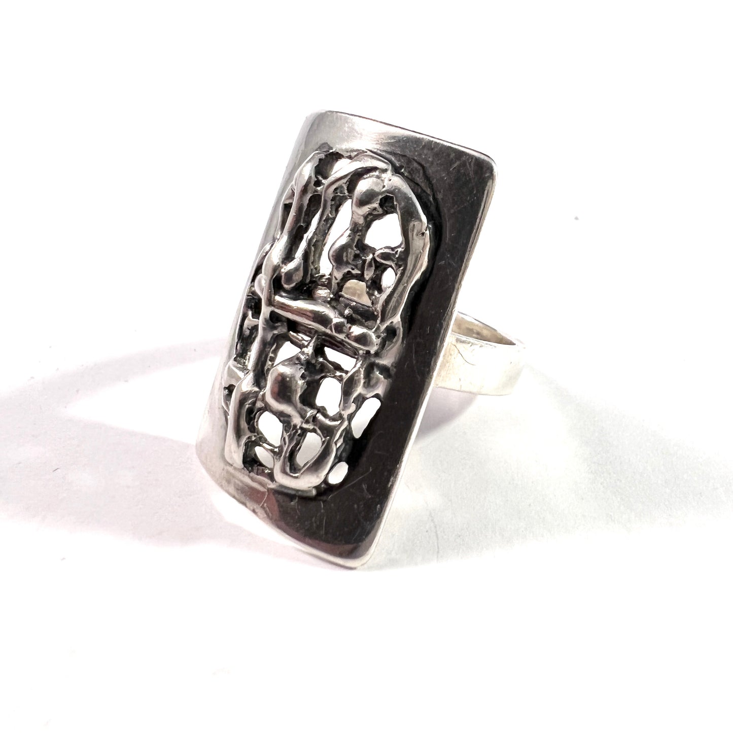 Poznan, Poland Vintage Modernist Solid Silver Ring.