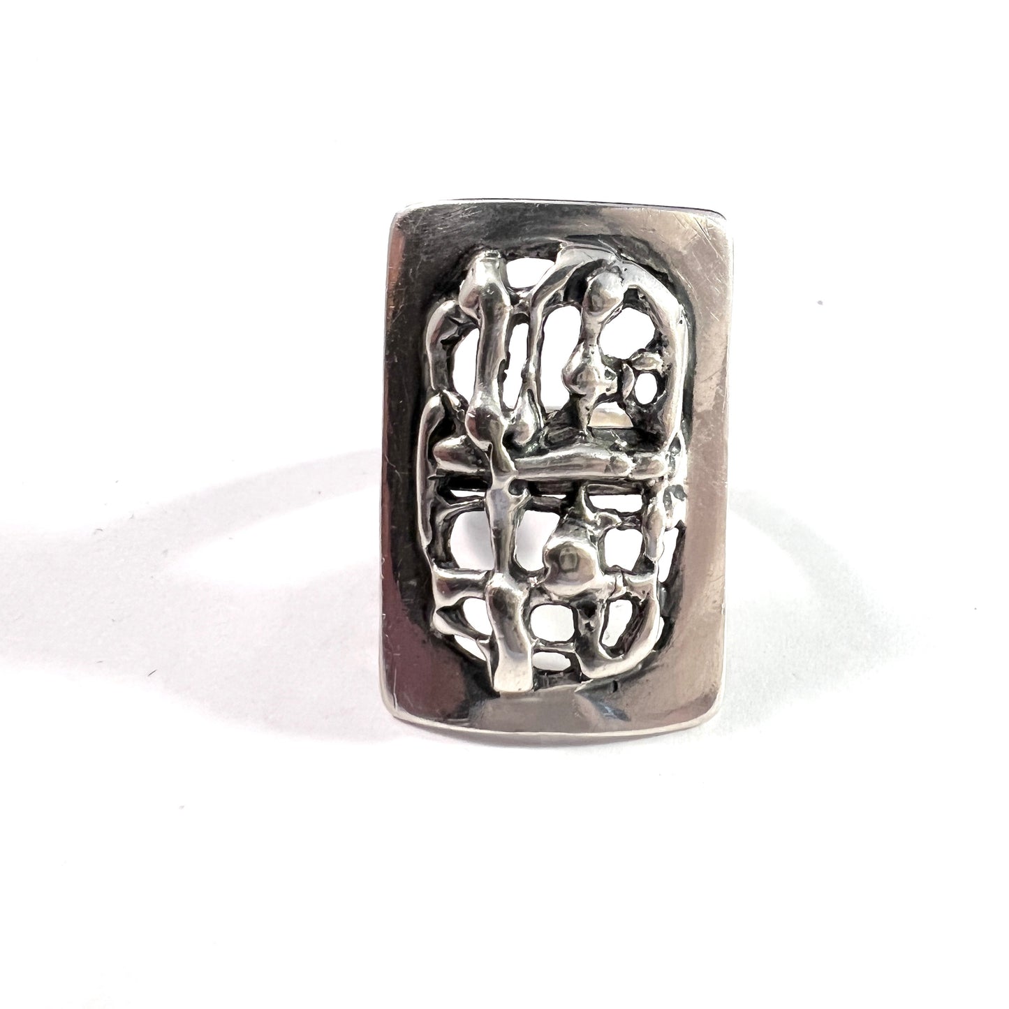 Poznan, Poland Vintage Modernist Solid Silver Ring.