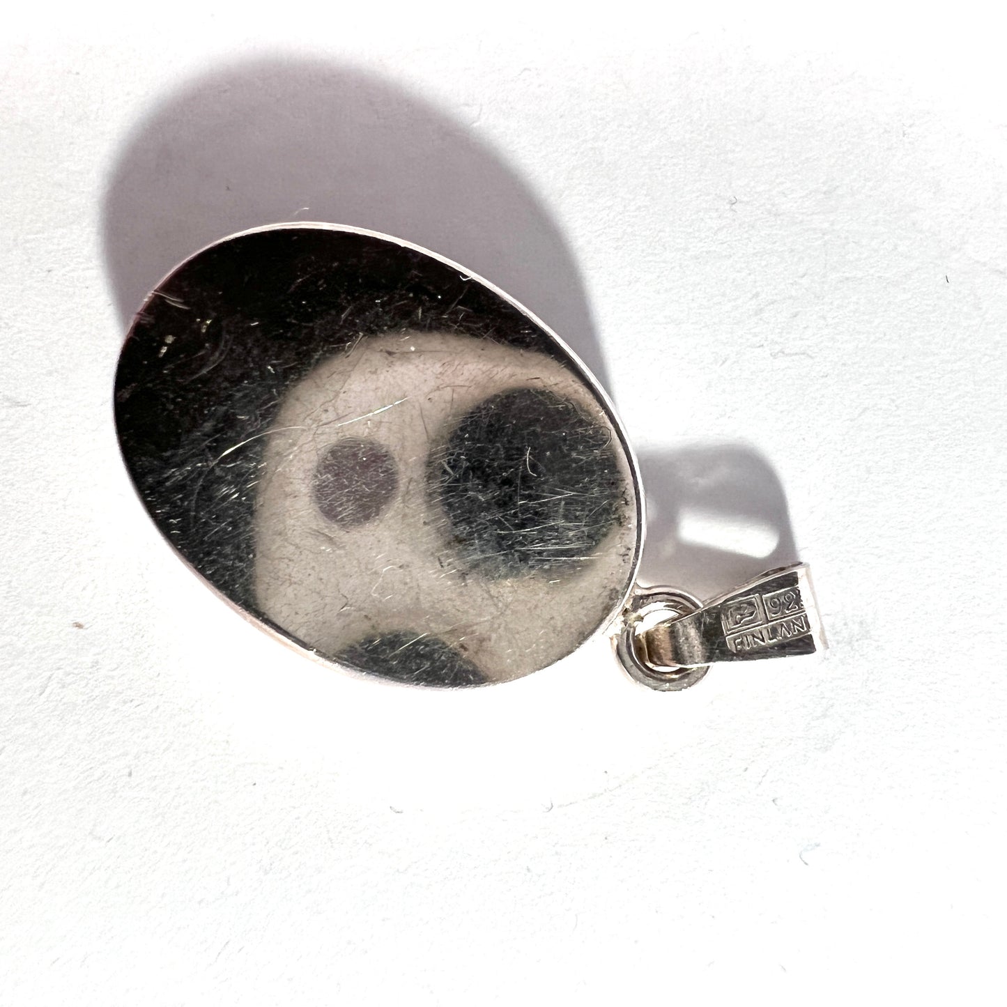 Salovaara, Finland. Vintage Sterling Silver Local Spectrolite Pendant.