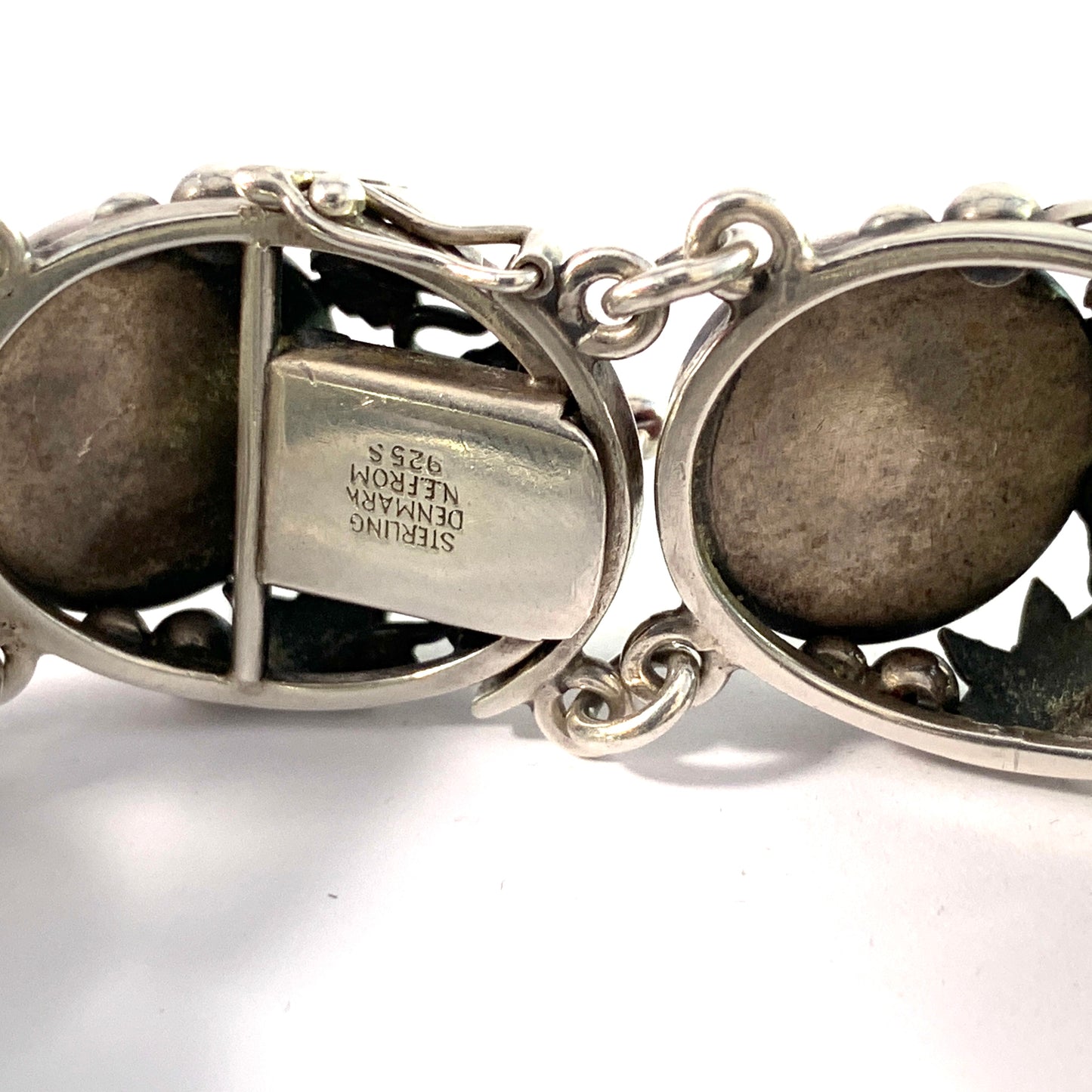 Niels Erik From, Denmark 1950s. Sterling Silver Amber Fish Bracelet.