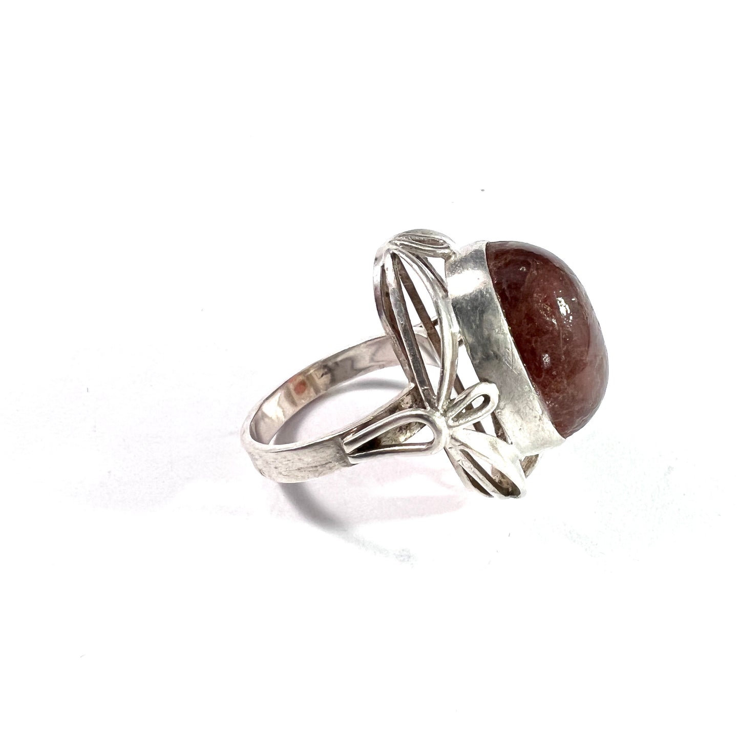 Poland 1960-70s. Vintage Solid Silver Baltic Amber Ring. Maker's Mark.