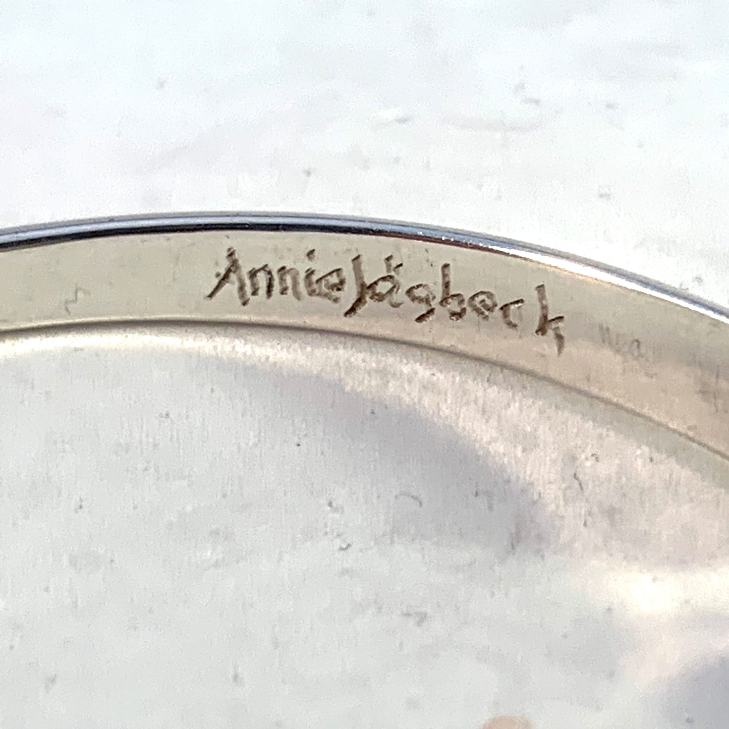 Annie Jagbeck, Sweden 1978 Sterling Silver Bangle Bracelet. Signed.