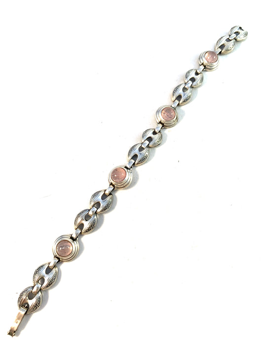 K&L-Kordes Lichtenfels, Germany 1950-60s Solid 835 Silver Rose Quartz Bracelet.