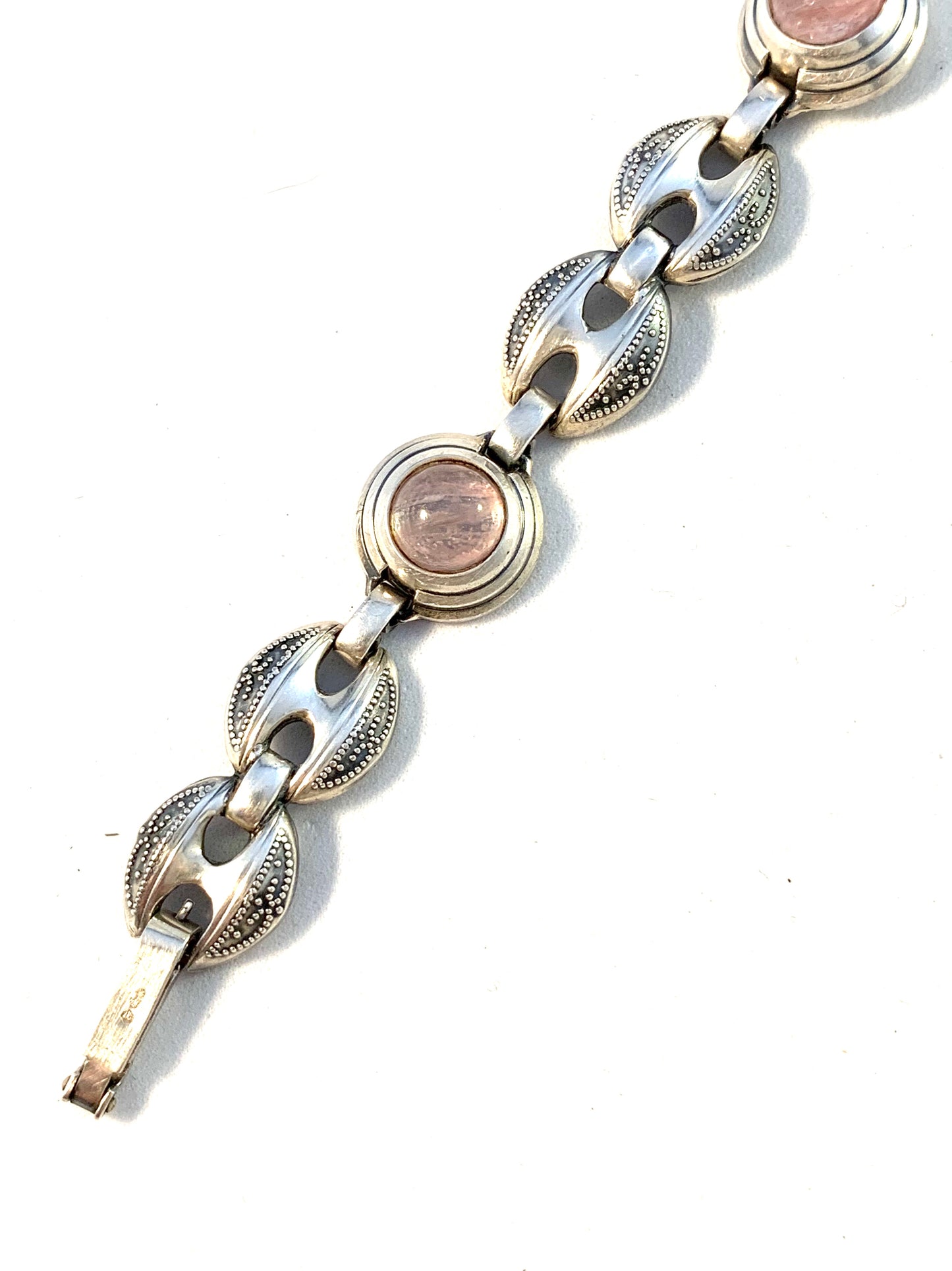 K&L-Kordes Lichtenfels, Germany 1950-60s Solid 835 Silver Rose Quartz Bracelet.