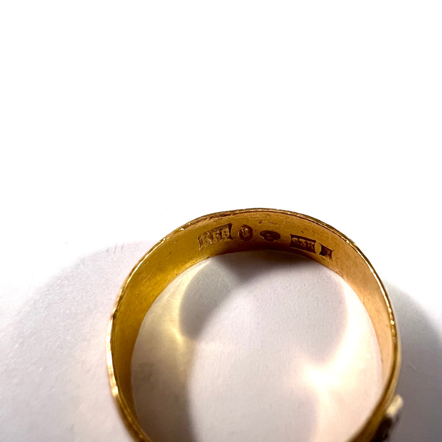 KE Berg Sweden 1890s. Antique 23k Gold Paste Wedding Band Ring.