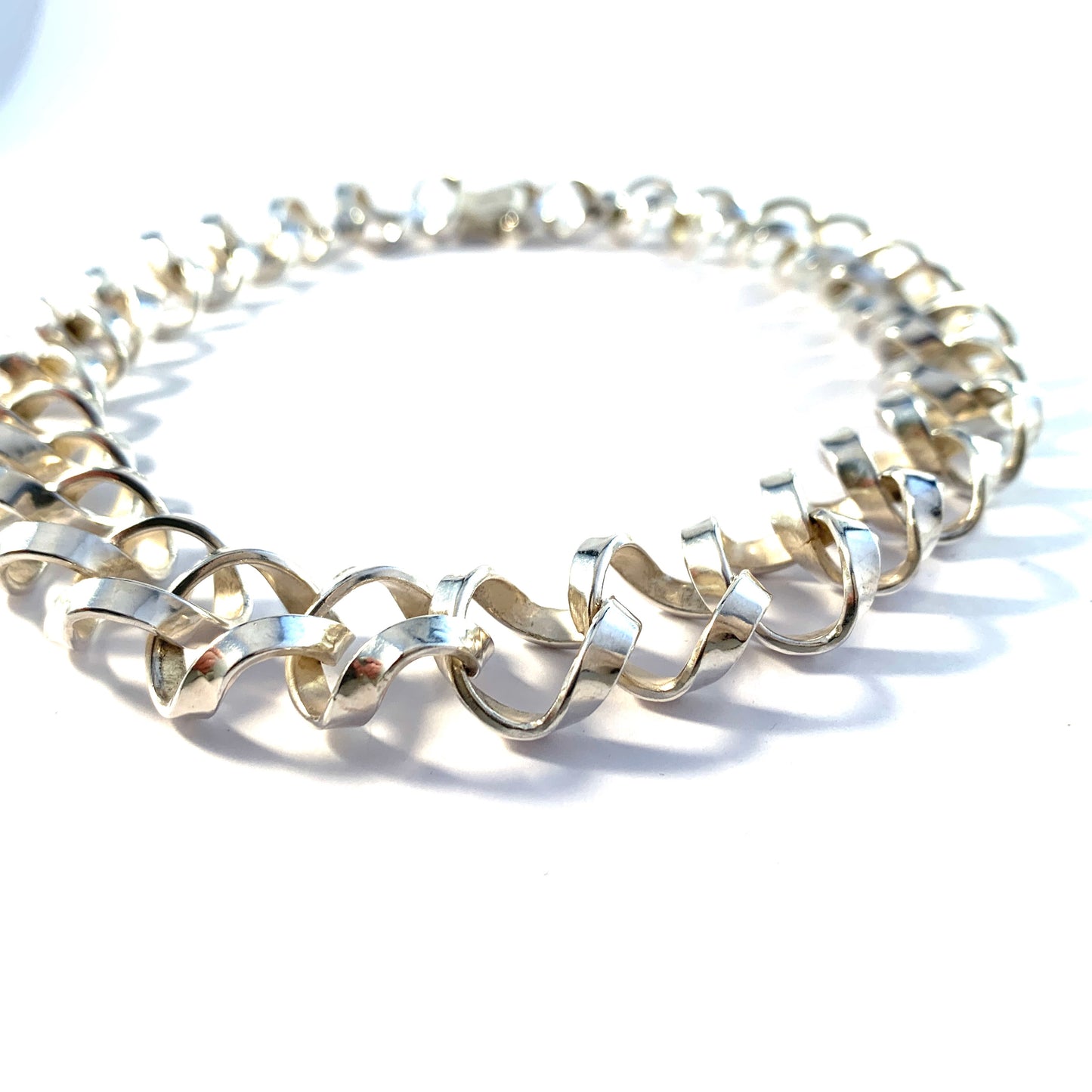 Anders Högberg for Högberg & Co, Sweden year 1960. Bold 3.0oz Sterling Silver Choker Necklace. Signed