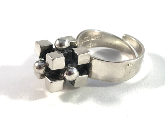 Pentti Sarpaneva Finland 1976 Bold Modernist 830 Silver Adjustable Size Ring.