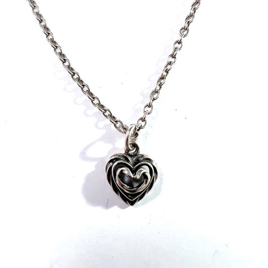 Kalevala Koru, Finland. Vintage Sterling Silver Heart Pendant Necklace.