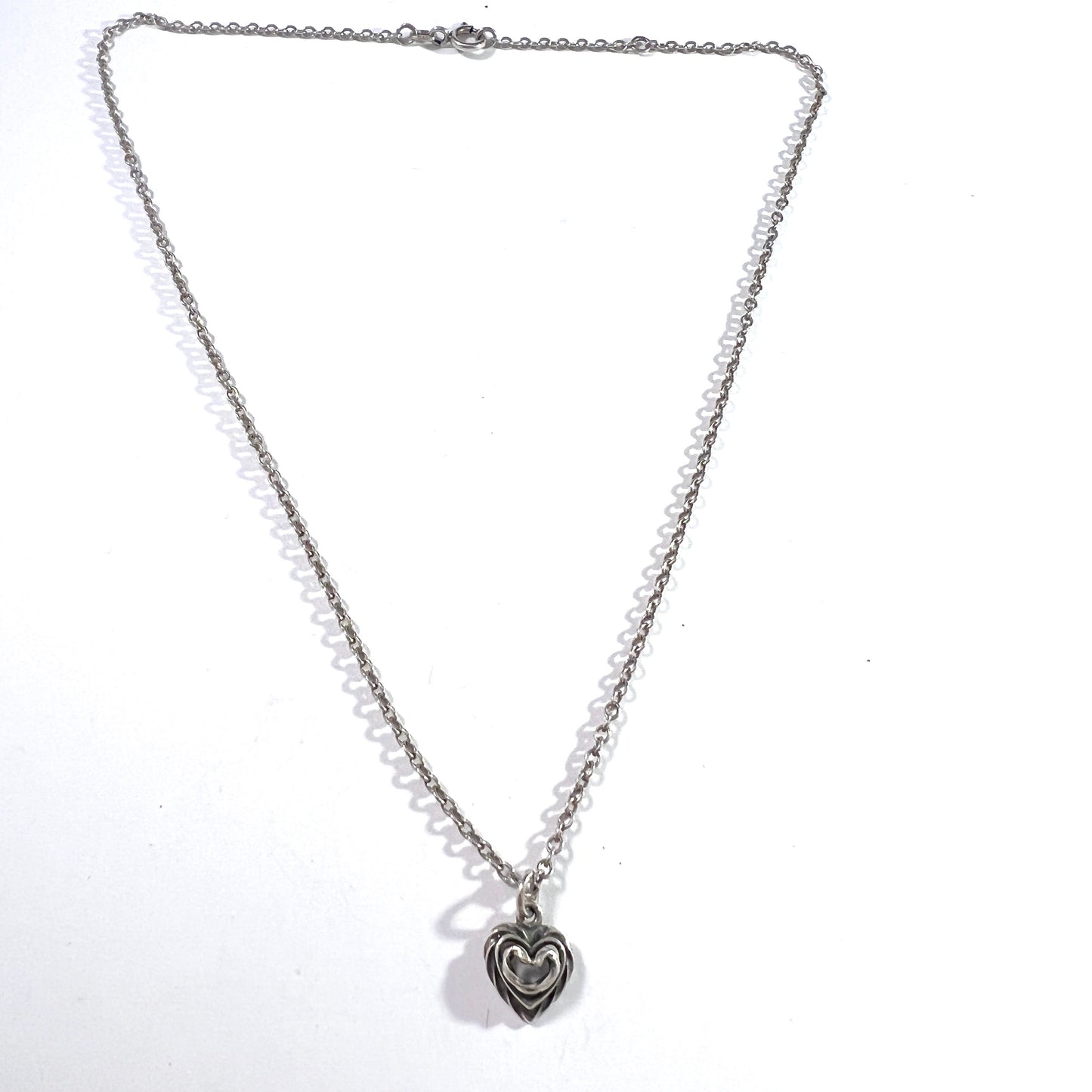 Kalevala Koru, Finland. Vintage Sterling Silver Heart Pendant Necklace.