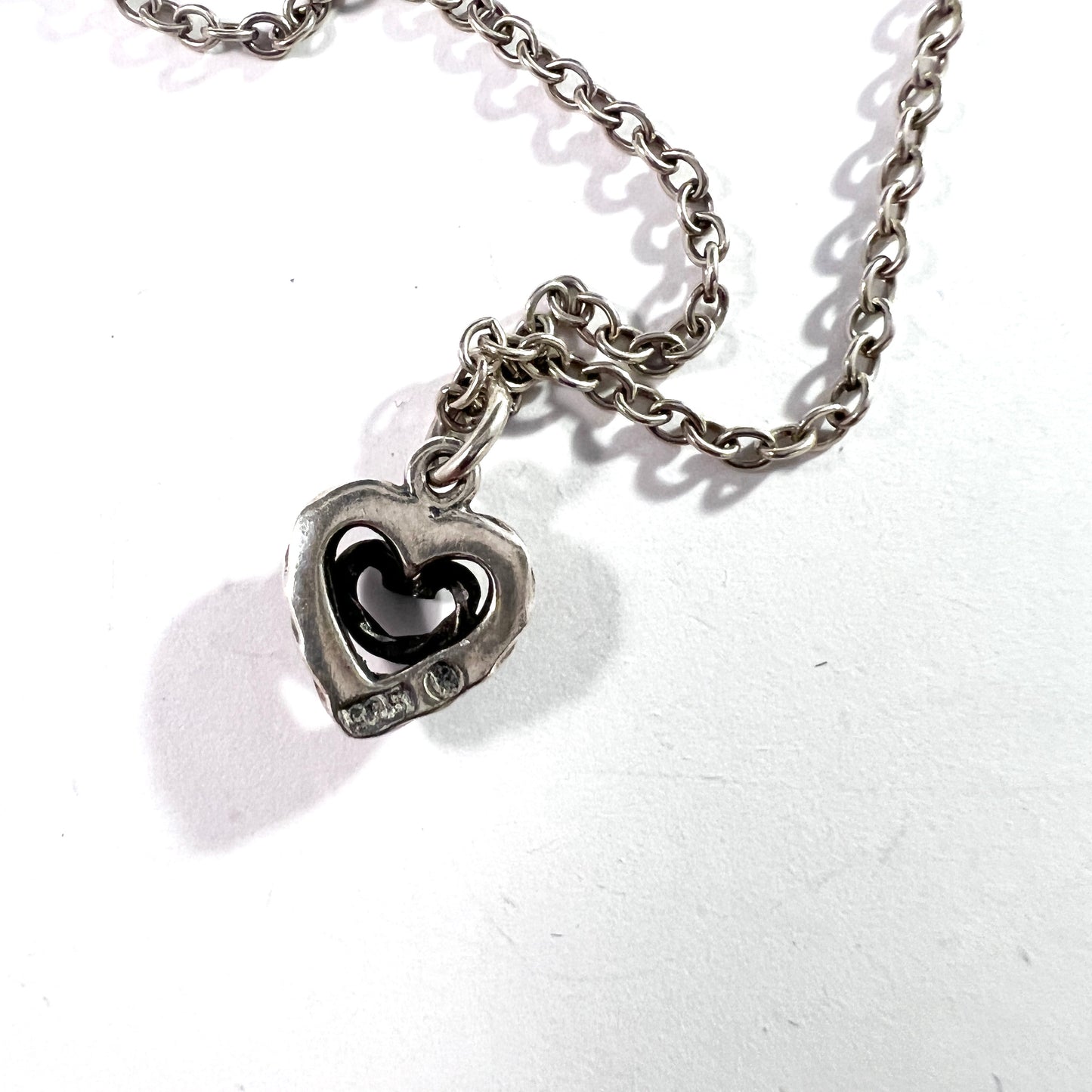 Kalevala Koru, Finland. Vintage Sterling Silver Heart Pendant Necklace.