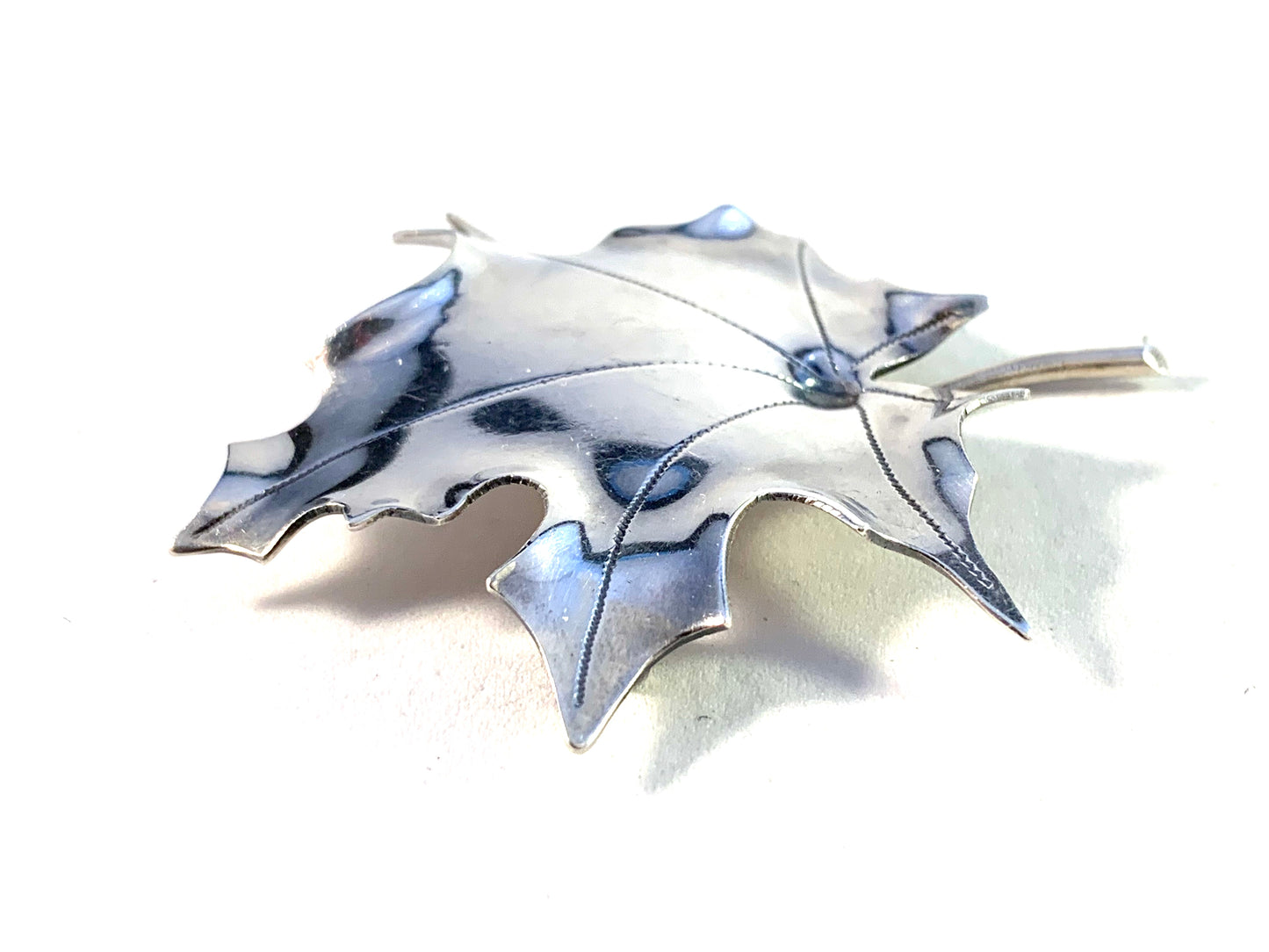 Gertrud Engel for A Michelsen Sweden 1951 Sterling Silver Maple Leaf Brooch. Signed.