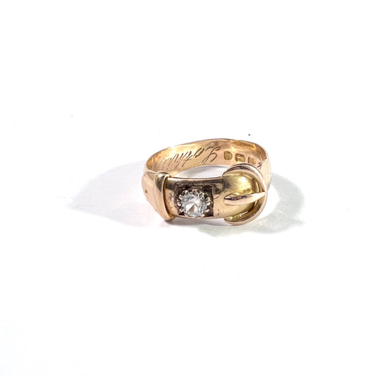 Birmingham 1893. Antique Victorian 18k Gold Paste Buckle Ring.