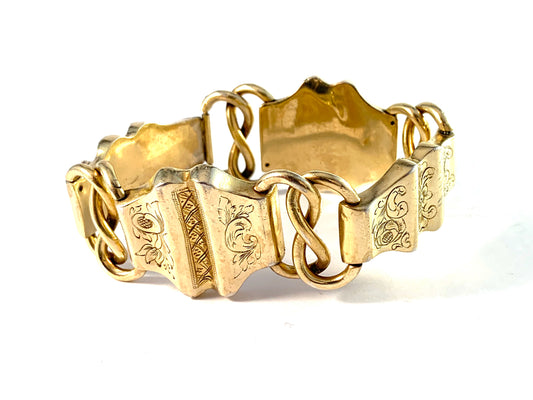 CA Pousette, Sweden 1856. Antique Victorian Gilt Silver Bracelet.