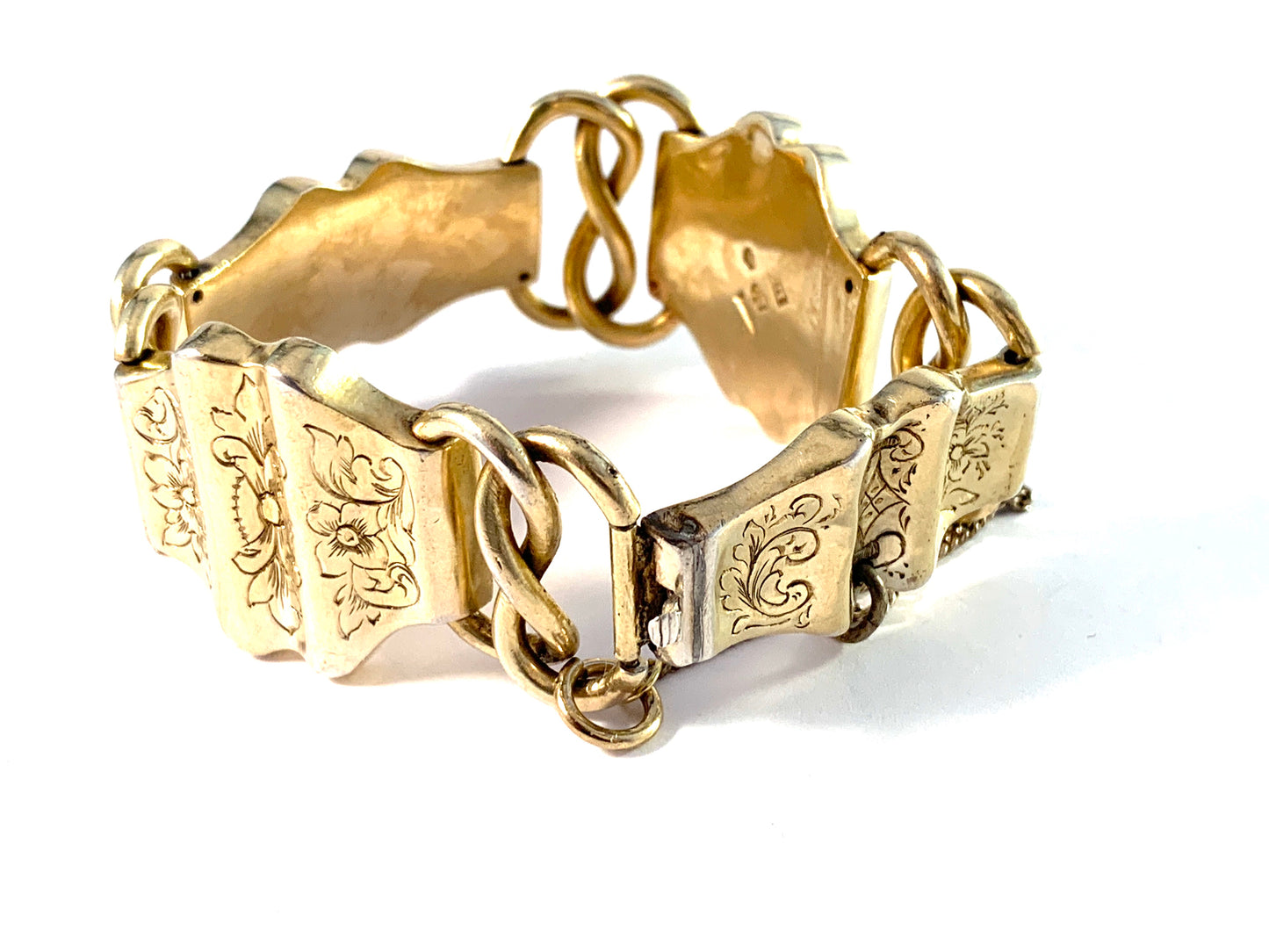 CA Pousette, Sweden 1856. Antique Victorian Gilt Silver Bracelet.
