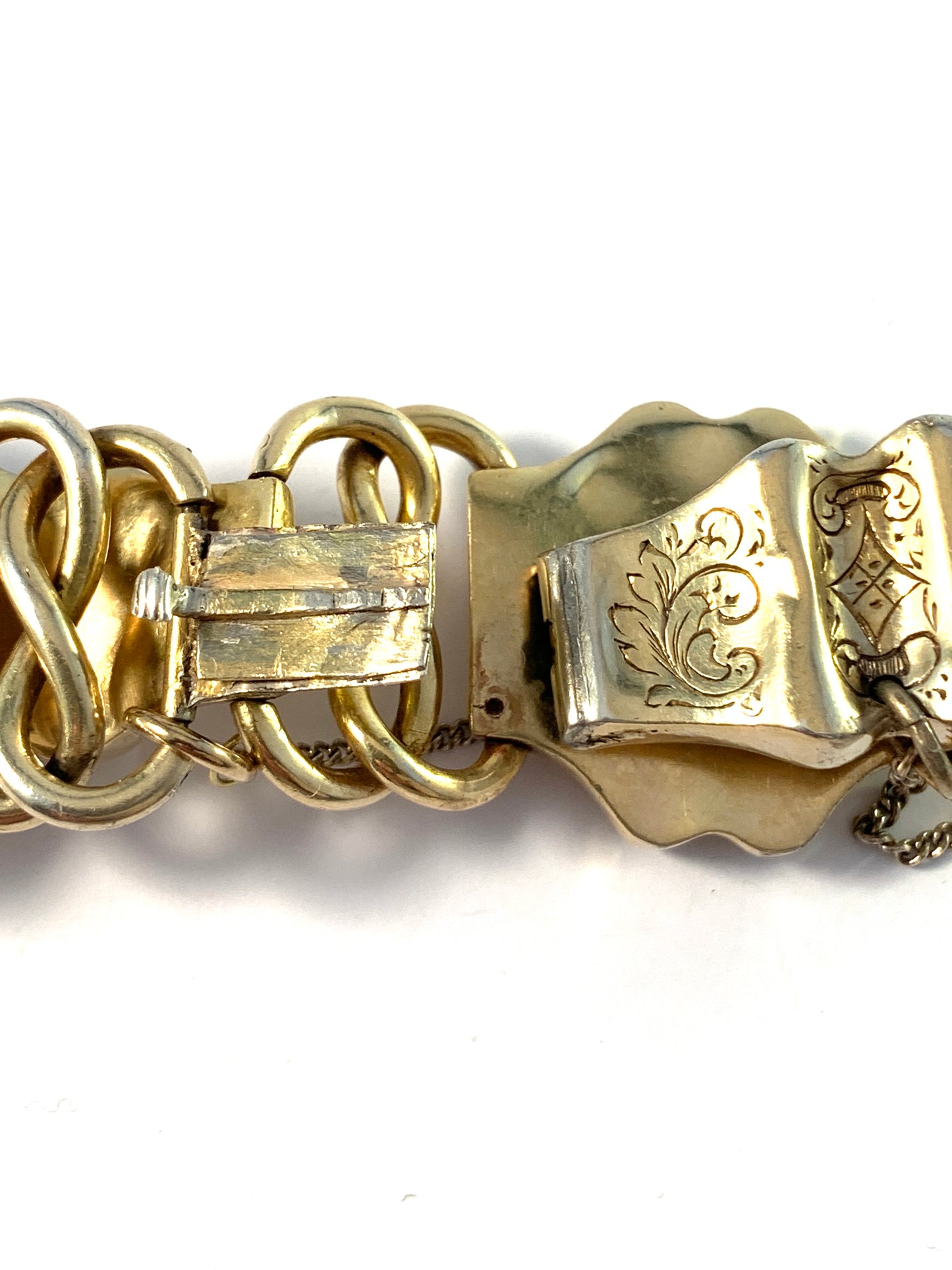 CA Pousette, Sweden 1856. Antique Victorian Gilt Silver Bracelet.