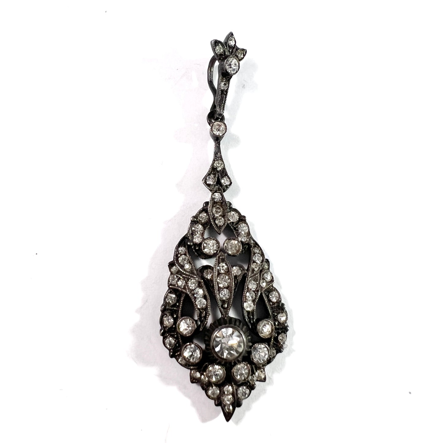 Sweden. Vintage c 1930s Solid Silver Paste Stone Pendant.