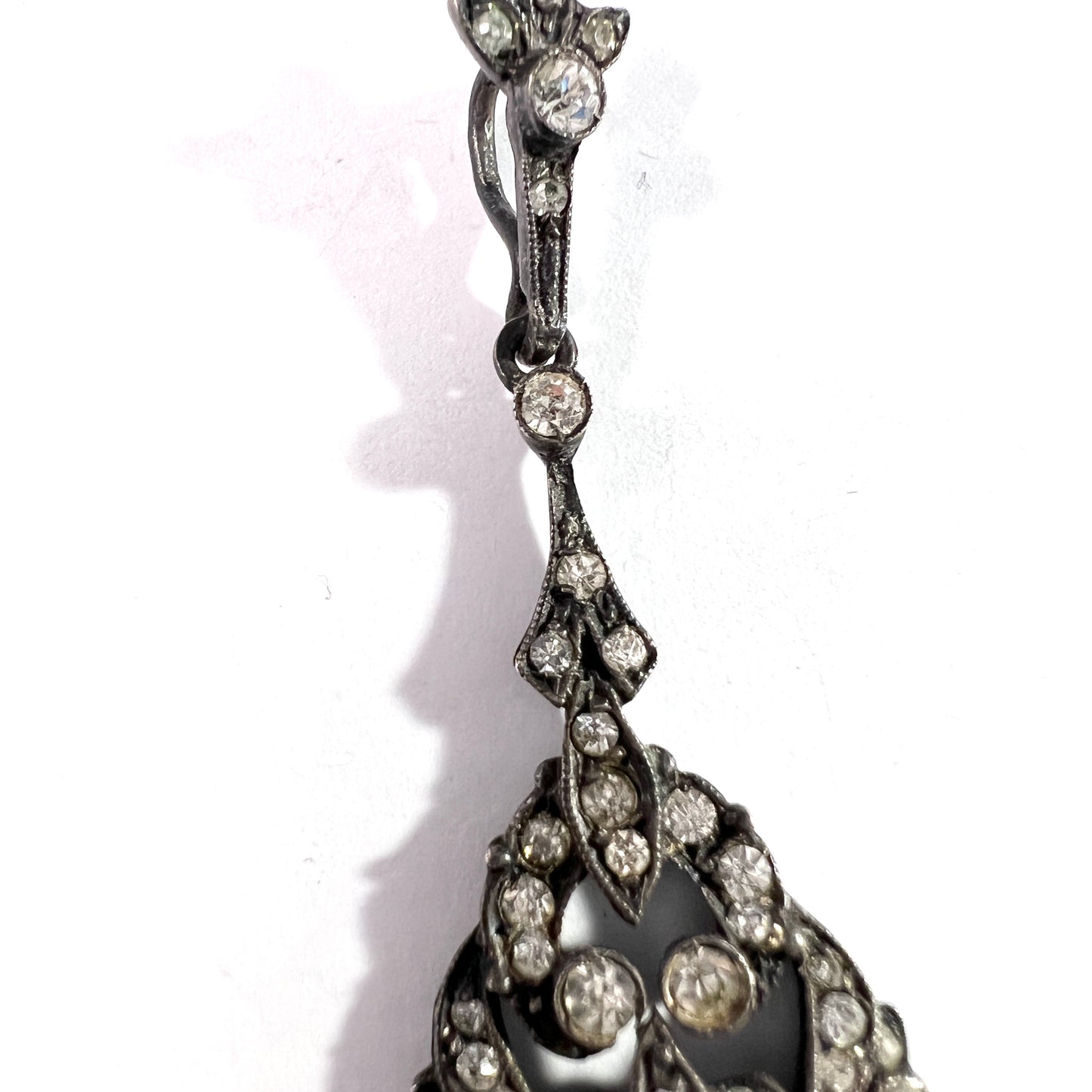 Sweden. Vintage c 1930s Solid Silver Paste Stone Pendant.