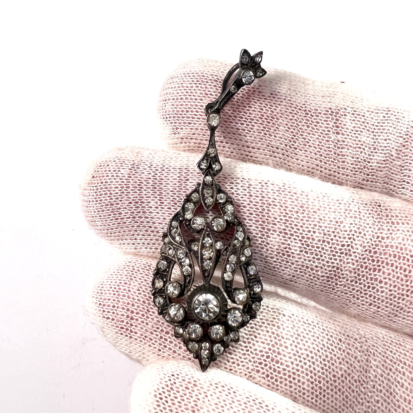 Sweden. Vintage c 1930s Solid Silver Paste Stone Pendant.