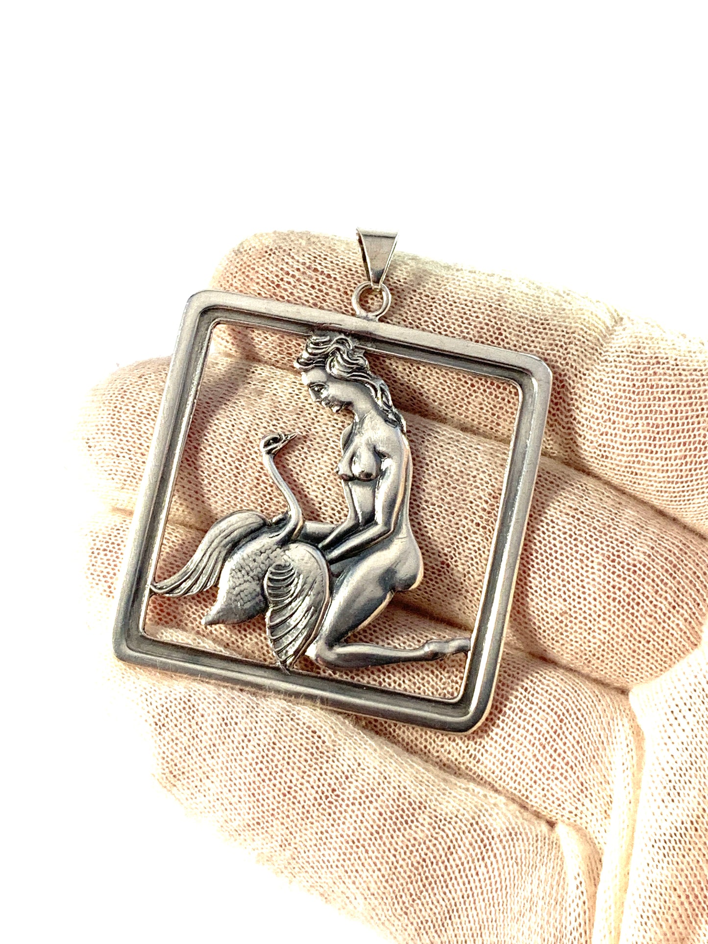 Denmark 1940s. Large Solid Silver Pendant.