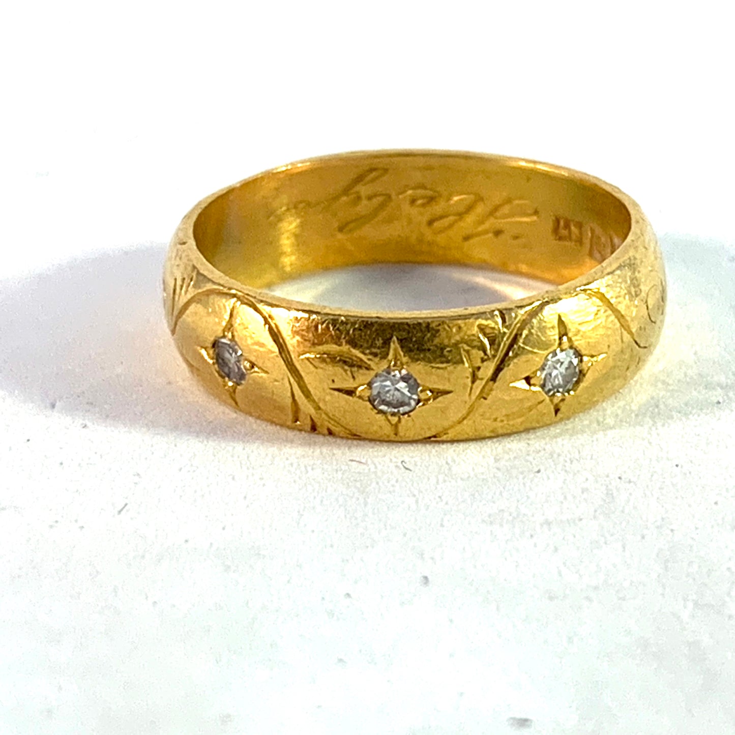 Markström, Sweden 1920 Antique 23k Gold Diamond Gypsy Ring.