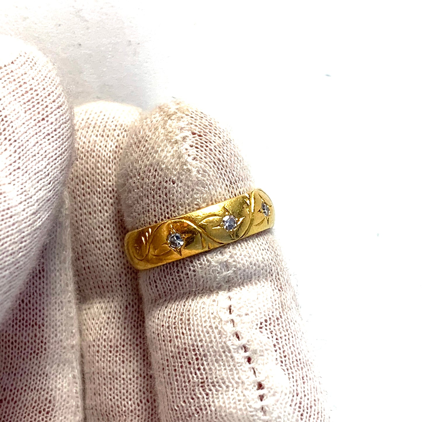 Markström, Sweden 1920 Antique 23k Gold Diamond Gypsy Ring.