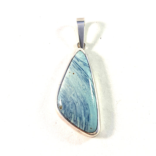 Kjellin, Sweden year 1966 Sterling Silver Bergslagen-stone Large Pendant.