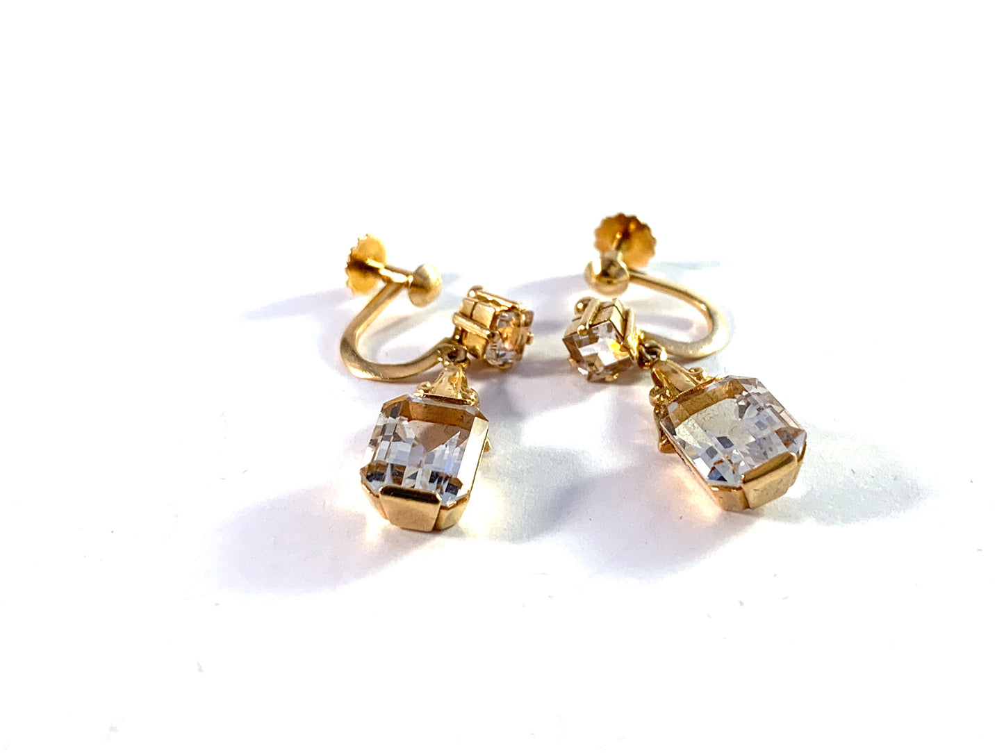 Guldvaruhuset, Sweden 1951. Mid Century 18k Gold Rock Crystal Earrings.