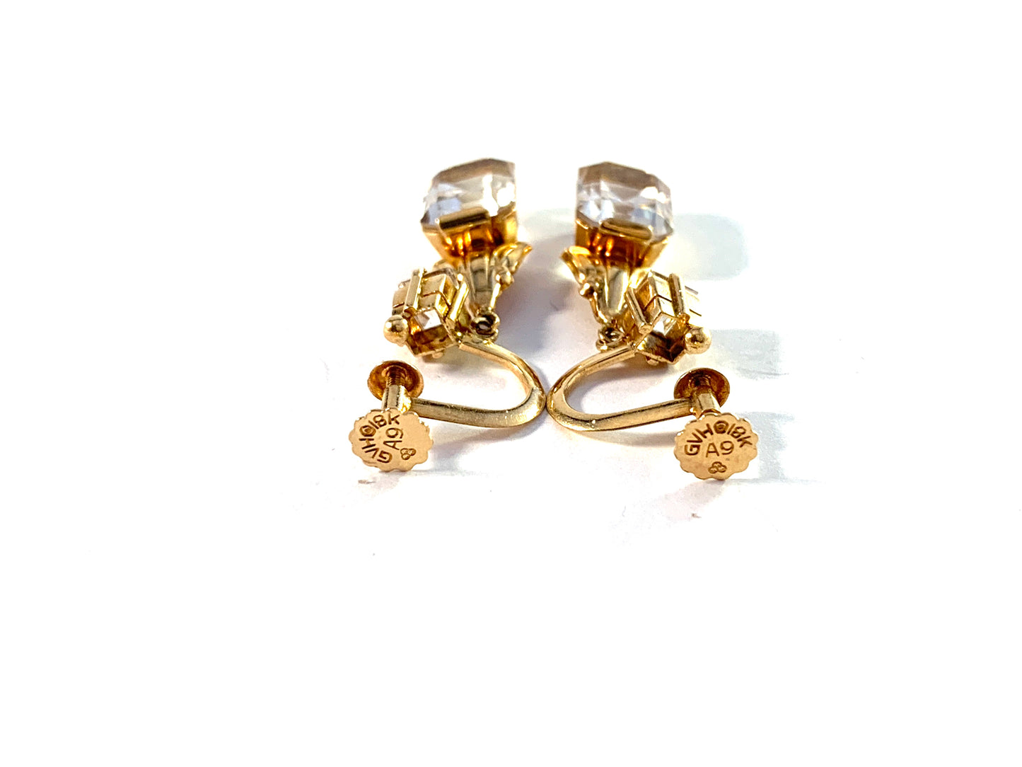 Guldvaruhuset, Sweden 1951. Mid Century 18k Gold Rock Crystal Earrings.