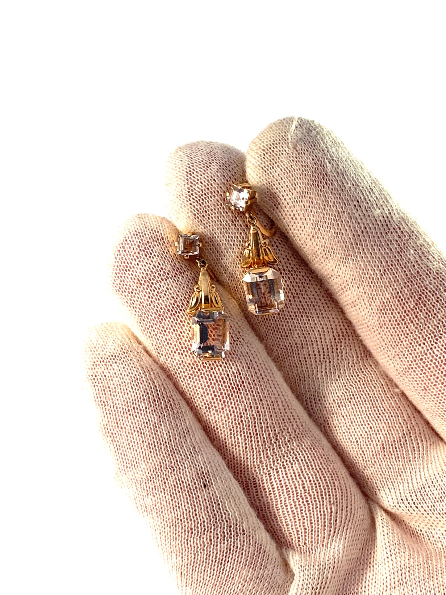 Guldvaruhuset, Sweden 1951. Mid Century 18k Gold Rock Crystal Earrings.