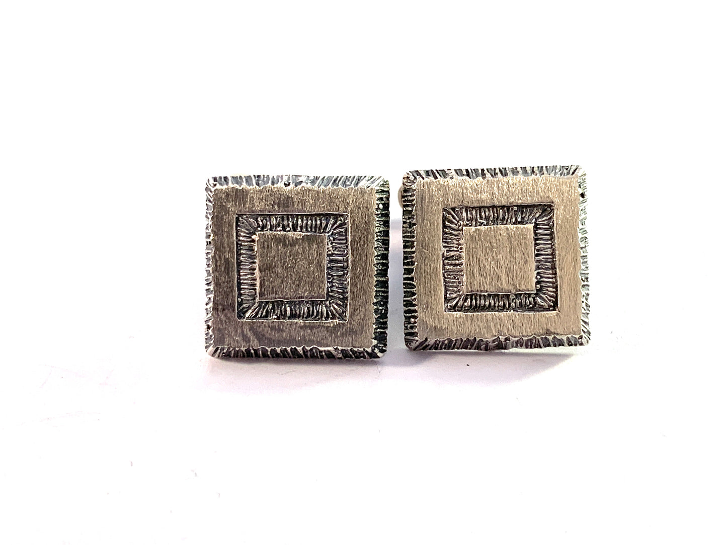 Martti Viikinniemi, Finland year 1970. Solid 830 Silver Modernist Cufflinks.