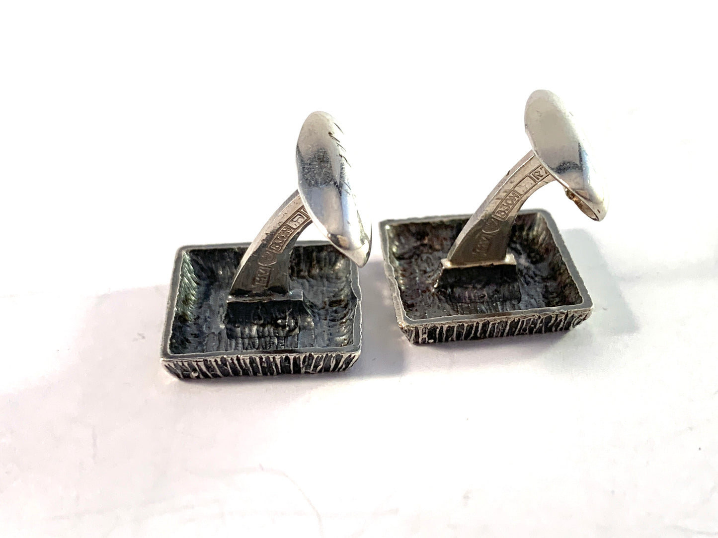 Martti Viikinniemi, Finland year 1970. Solid 830 Silver Modernist Cufflinks.