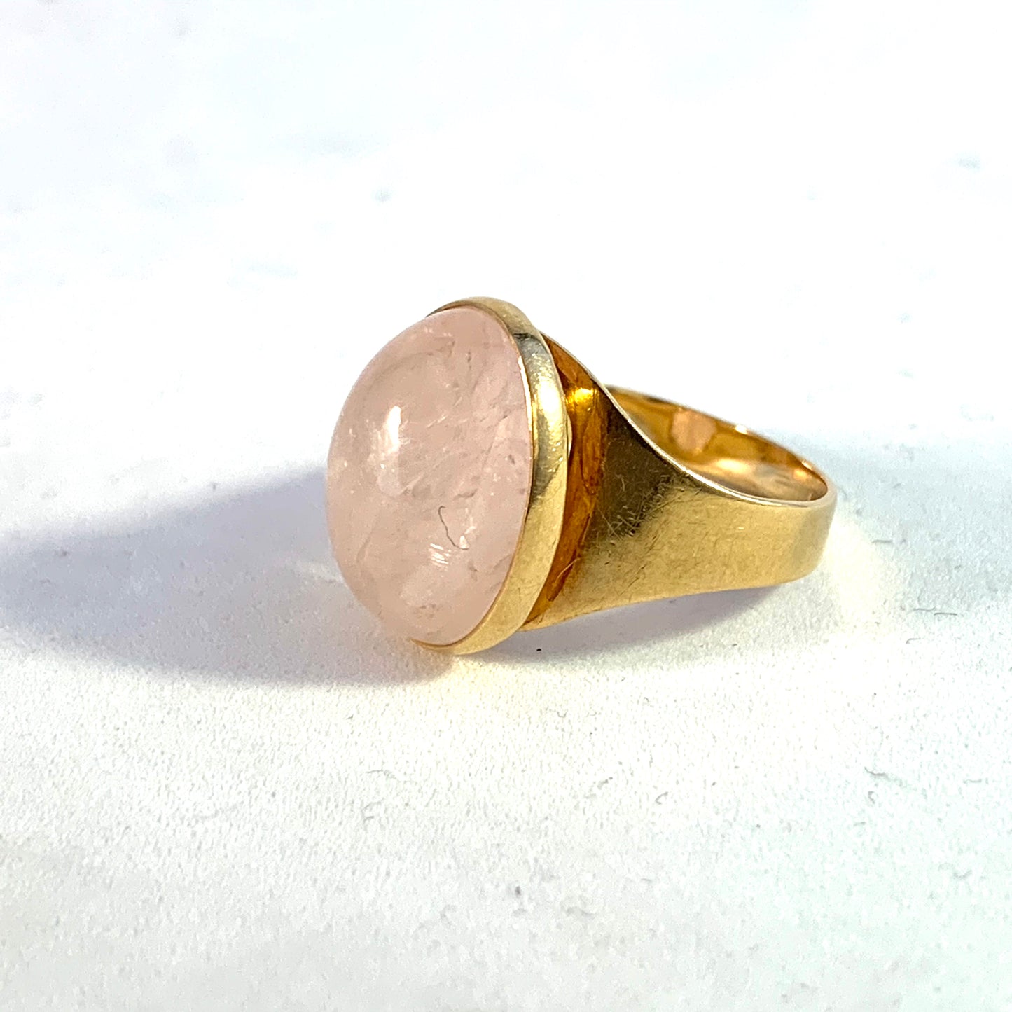 Heribert Engelbert Stockholm 1956 Mid Century 18k Gold Rose Quartz Ring