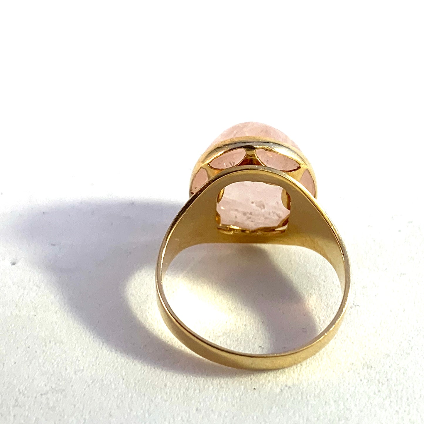 Heribert Engelbert Stockholm 1956 Mid Century 18k Gold Rose Quartz Ring