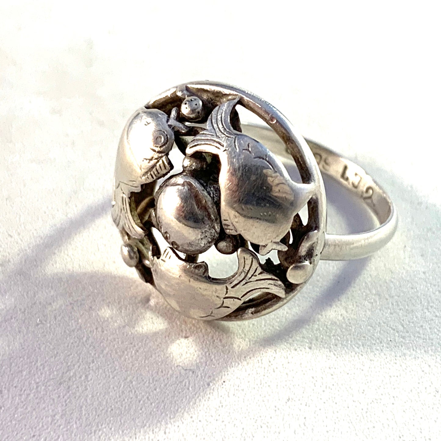 Lauritz Jensen, Copenhagen 1918-1937 Solid Silver Fish Ring.