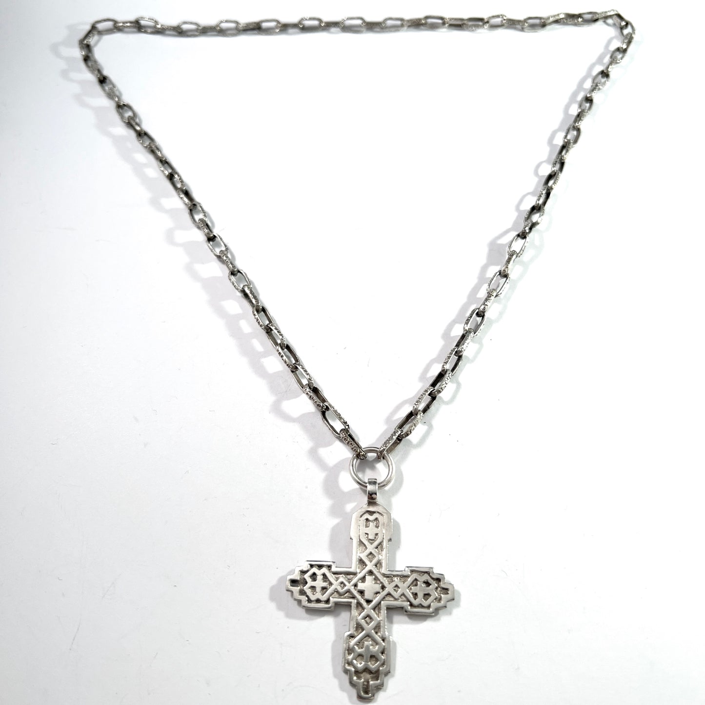 H.Kaksonen for Kalevala Koru, Finland 1943. War-Time Solid Silver Cross Pendant Necklace.
