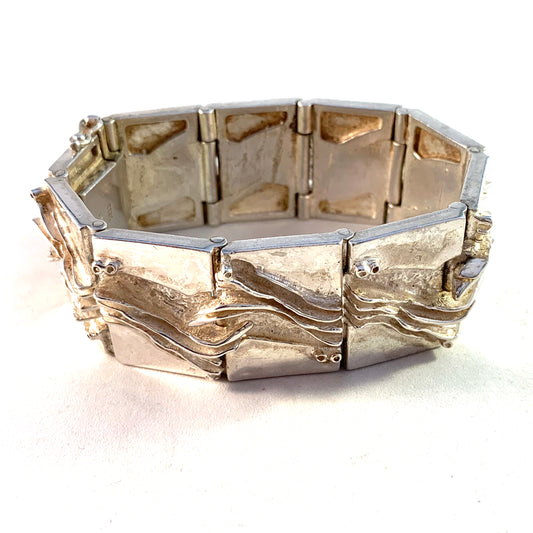 Frank and Regine Juhls, Norway Vintage Massive 5.3oz Sterling Silver Link Bracelet.