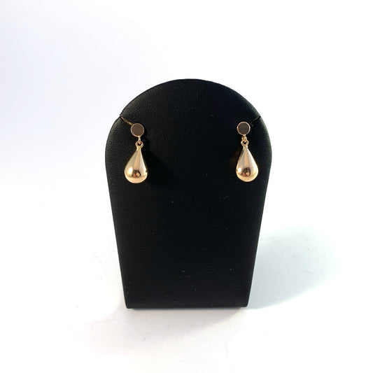 Vintage Mid Century 18k Gold Drop Earrings.