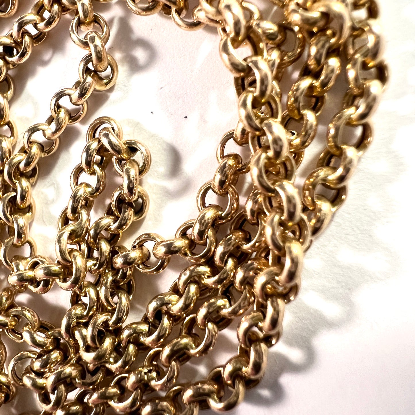 Hjalmar Jonasson, Sweden 1912. Antique 18k Gold 59 inch Longuard Chain Necklace. 18gram