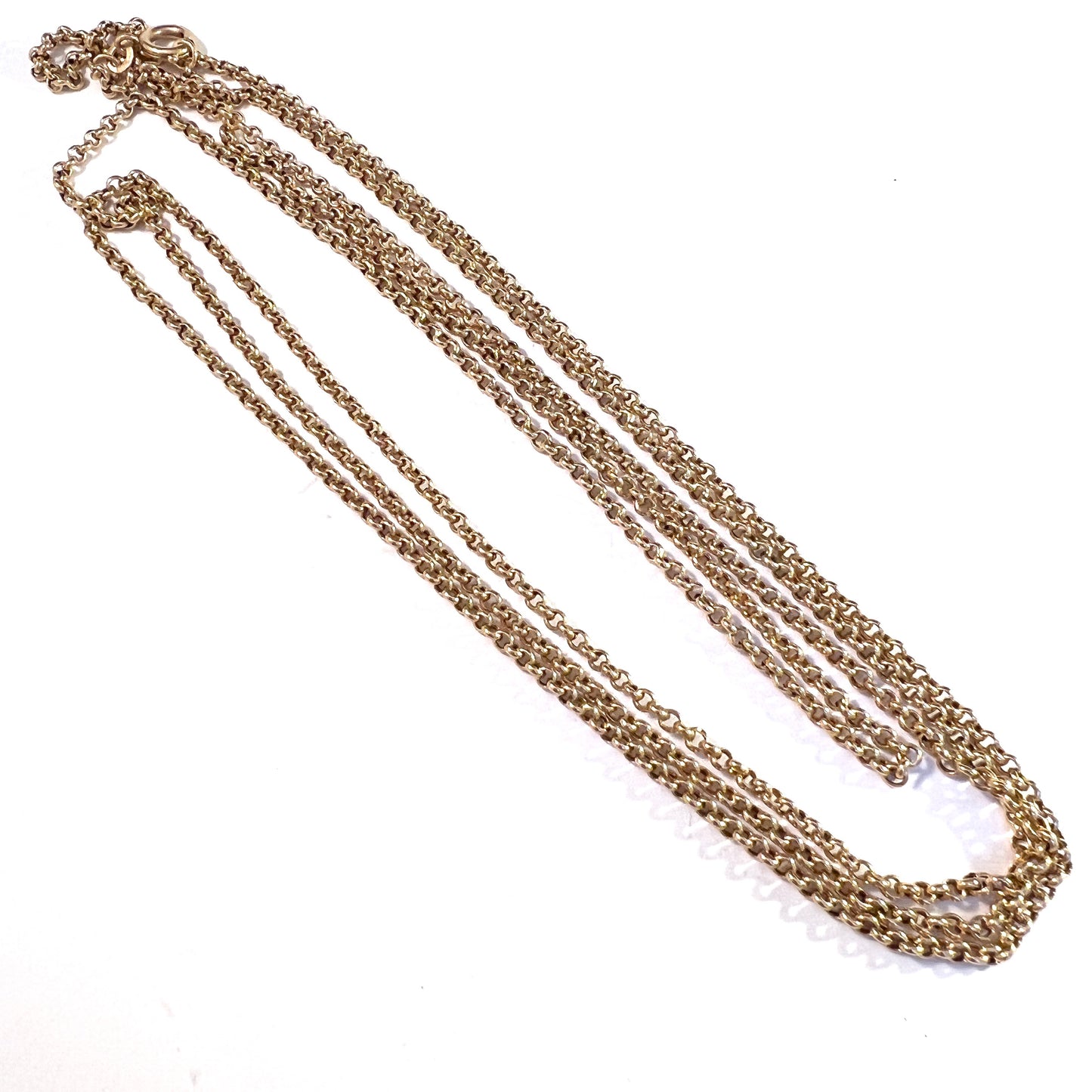 Hjalmar Jonasson, Sweden 1912. Antique 18k Gold 59 inch Longuard Chain Necklace. 18gram