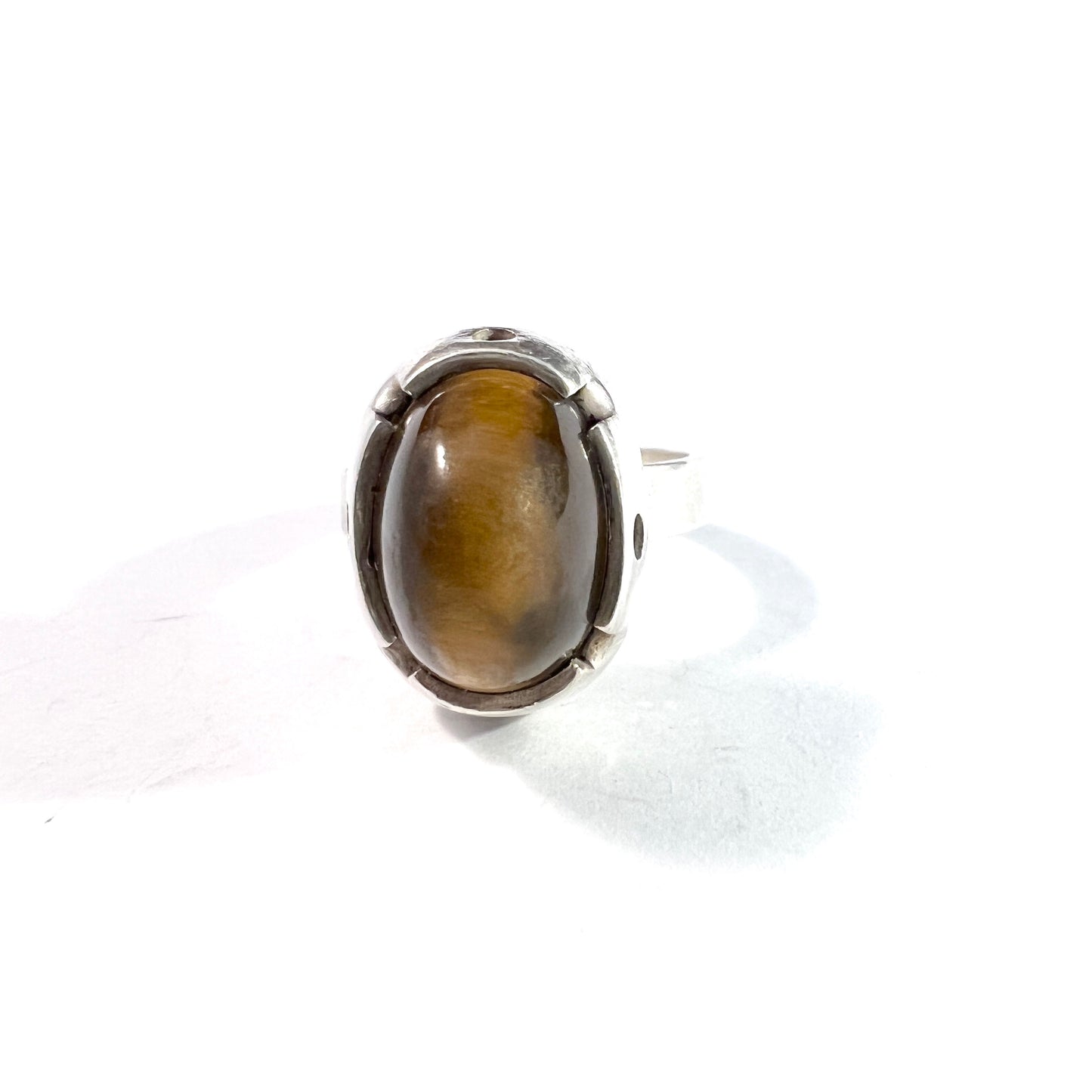 Martti Viikinniemi, Finland 1967. Vintage Solid Silver Tiger's Eye Ring.